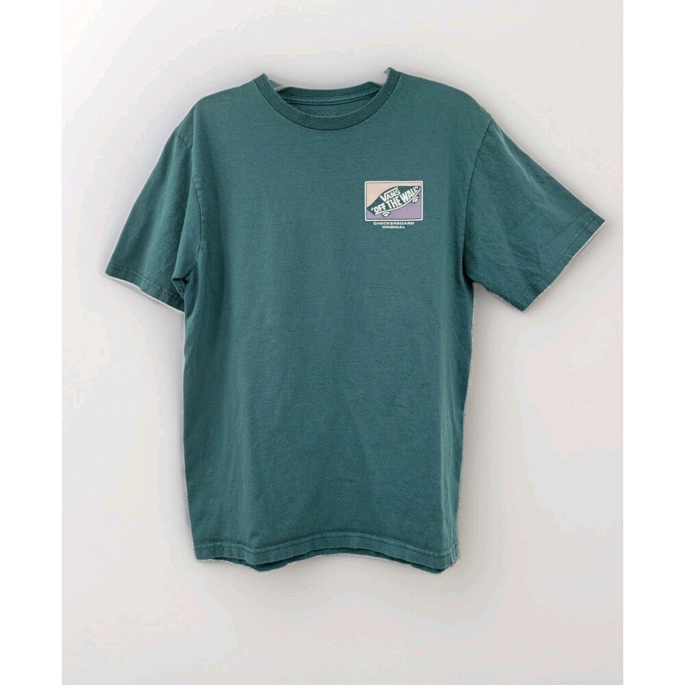 Vans Kids T-Shirt XL Sea Gray Blue Off The Wall Skateboard Double Sided Graphic